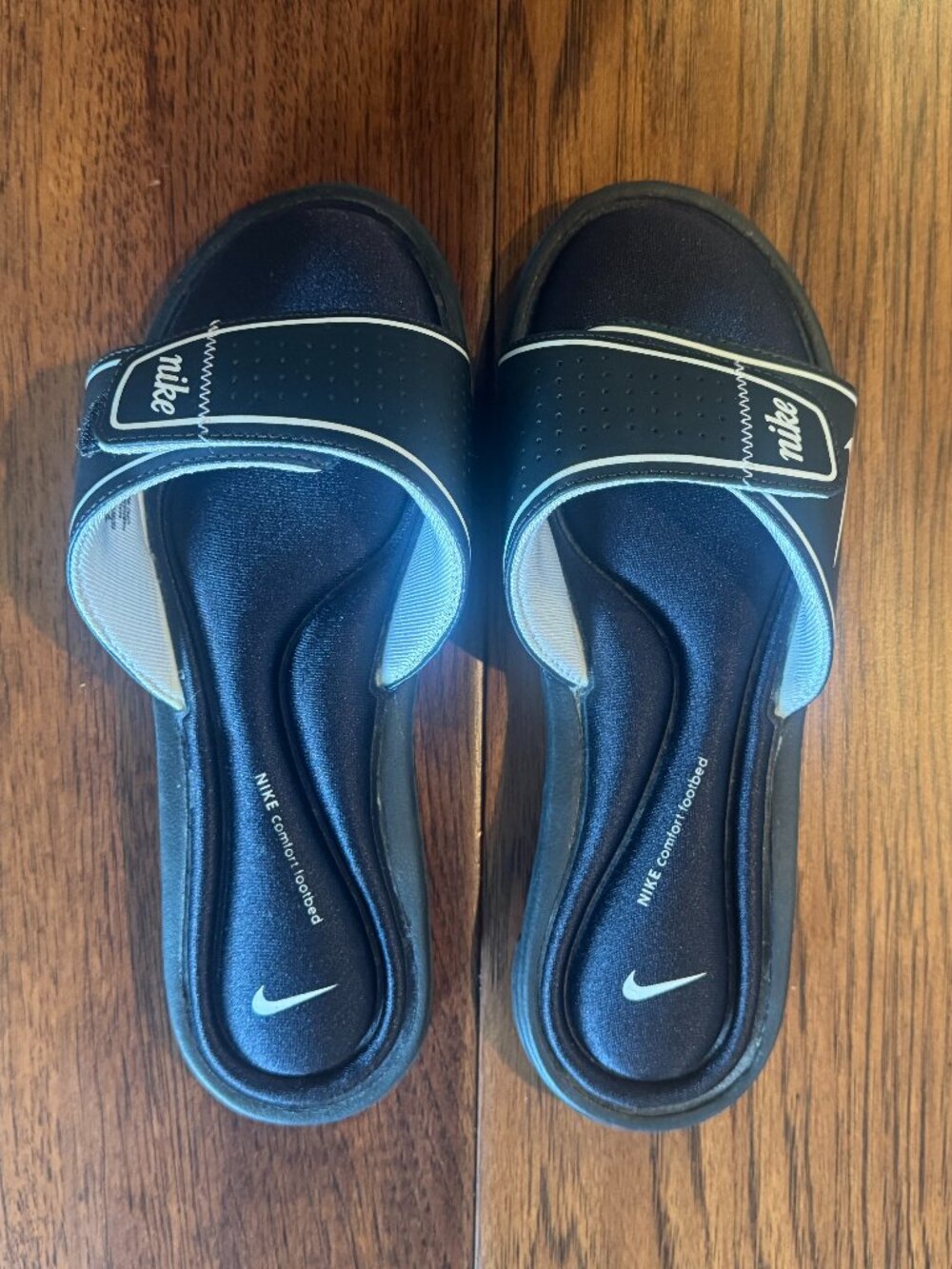 Nike Comfort Footbed Slide Sandals Womens 8 Black White 360883-011 #1348